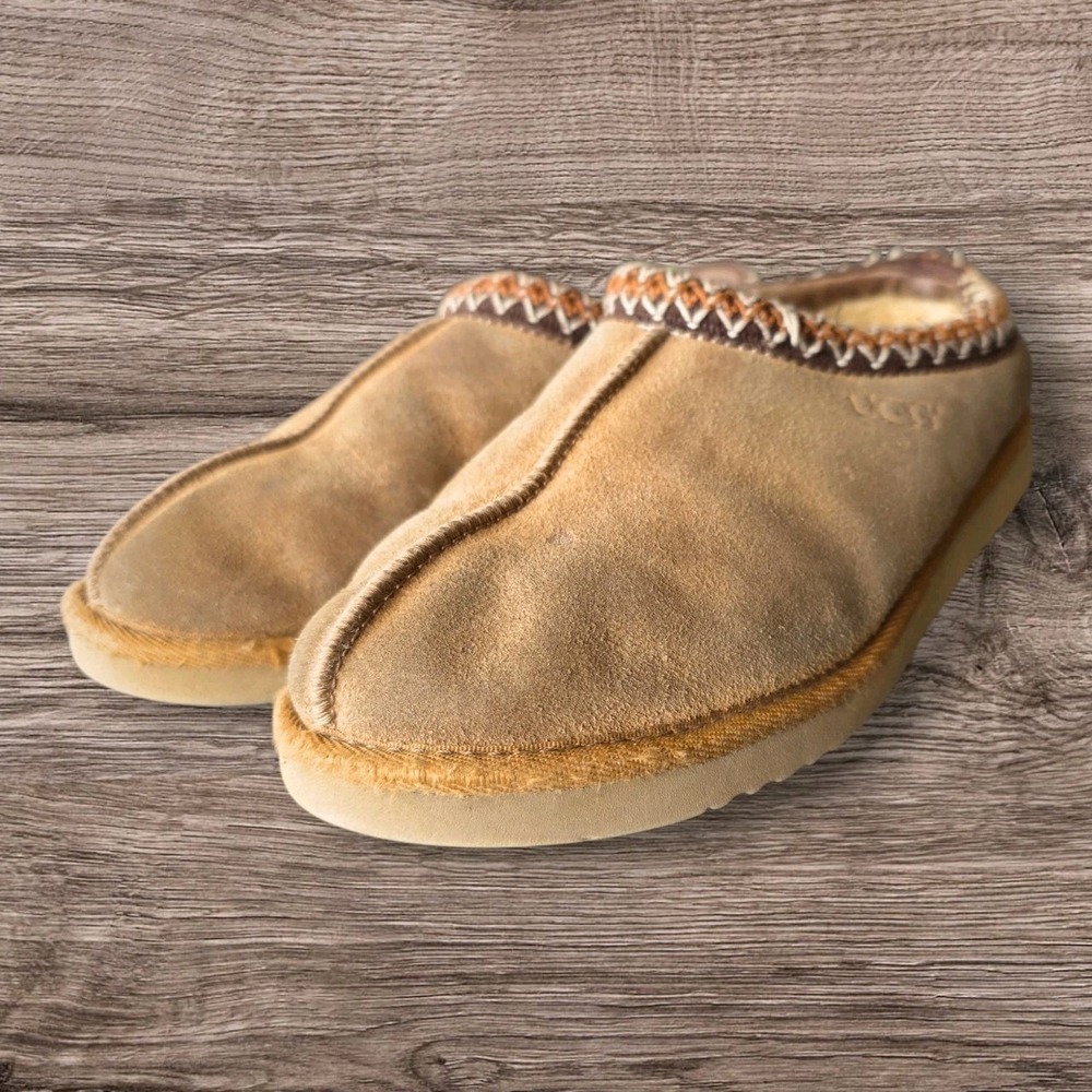 UGG Tasman Suede Slippers Chestnut Brown Sheepskin Lined 5955 Womens 9